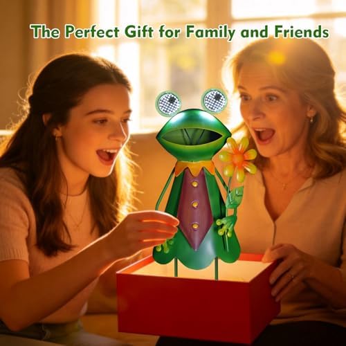 HONGLAND Solar Frog Garden Statue with Blinking LED Eyes Gifts for Women - Image 7