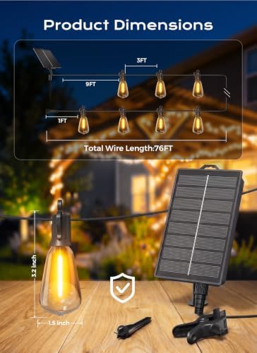 Brightown 76FT Solar String Lights Outdoor Waterproof, 26Hrs Runtime - Image 6
