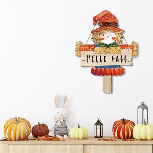 Leopard Pumpkin Fall Decor Sign for Front Door, Fall in Love Wooden Door Hanger, Rustic Farmhouse Autumn Pumpkin Wall Decor, Thanksgiving Halloween Porch Decorations for Home (Thanksgiving) - Image 5