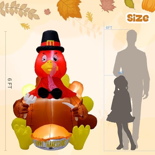 6FT Thanksgiving Inflatable Turkey Decoration, Blow up Turkey Inflatable - Image 4