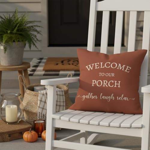 PANDICORN Outdoor Decorative Throw Pillow Covers 18x18 Inch Set of 2, Rust - Image 2