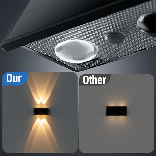 NIORSUN Solar Fence Lights,16 Pack Deck Light,Led Outdoor Lights 3000K/4500K/6000K+ RGB Up & Down Wall Lights Waterproof,Solar Powered Light for Backyard/Pool/Railing/Patio/Porch/Step Black - Image 5