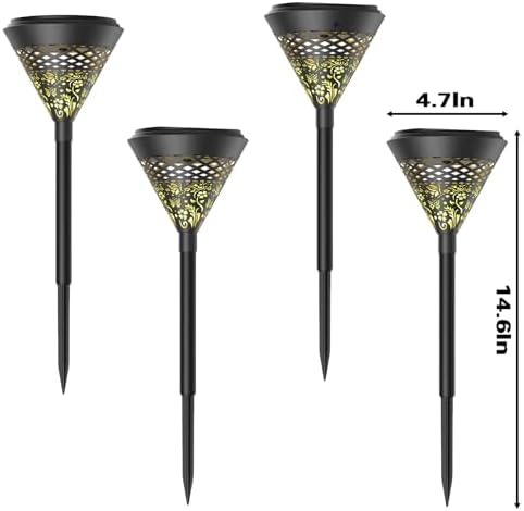 twinkya 4 Pack Solar Lights Outdoor Waterproof Decorative Solar Garden Lights for Outside Bright Led Metal Solar Powered Pathway Landscape Light for Yard Path Backyard Walkway Sidewalk Patio Decor - Image 7