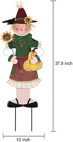 YEAHOME Outdoor Fall Decor, Metal Girl Scarecrow Garden Stakes with Sunflowers & Pumpkin for Fall Decorations, Scarecrow Yard Signs for Outside Garden Lawn Porch Thanksgiving Decorations Outdoor - Image 4