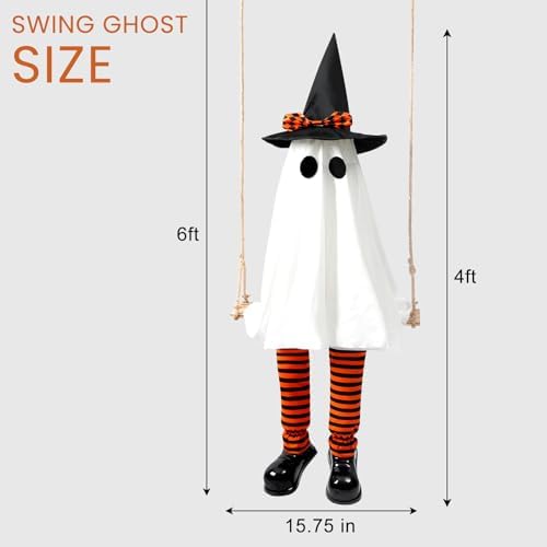 Halloween Decorations Outdoor - 6 FT Large Hanging Swinging Ghost Decor - Image 2
