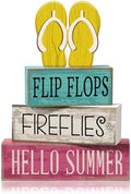 Yuntau 4 Pcs Summer Table Decorations Wood Block Sign Tiered Tray Decor by Yuntau