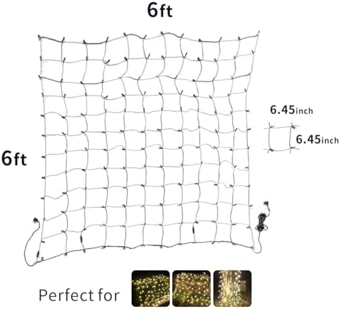 LED Christmas Net Lights Outdoor, UL Certified, 144LED 6ftx6ft, Green Wire, Connectable Waterproof Mesh Light for Christmas Party, Yard, Shrubs and Bushes Decorations (Red) - Image 5