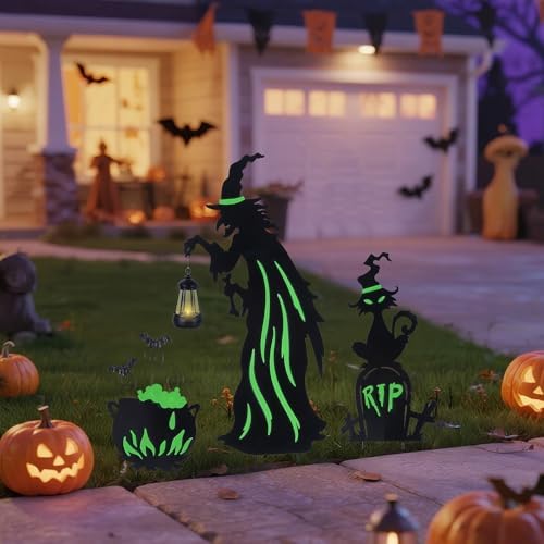 Prsildan Halloween Decorations Outdoor 3 Pack Metal Witch Yard Stakes - Image 2