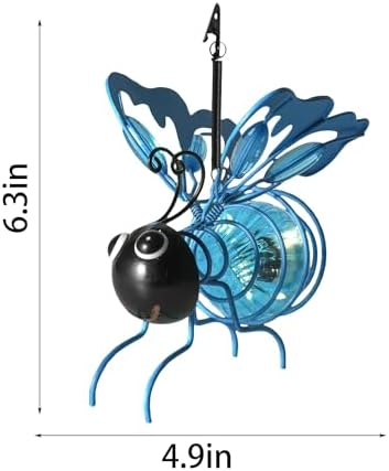 Solar Powered Hanging Bee Light Waterproof Solar-Powered Insect Ornament Suitable for Courtyards, Trees, Porches, and Terraces 2-Pack Blue - Image 2