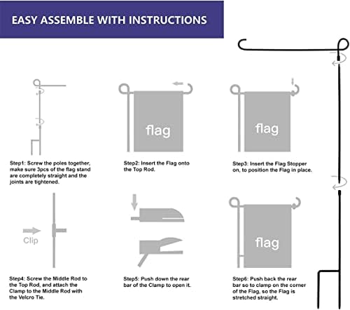 YEAHOME 2PC Garden Flag Holder Stand, Weather-Proof Yard Flag Pole Black Metal Powder-Coated Flagpole with Tiger Clip and Rubber Stopper for Garden Flags Outdoor Decorations - Image 5