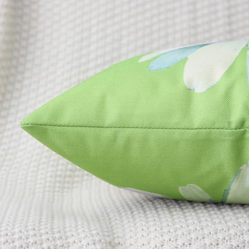 Spring Summer Outdoor Waterproof Pillow Covers 18 x 18 Inch Set of 2 Green Daisy Flower Decorative Cushion Cases for Sofa Couch Garden Patio - Image 5