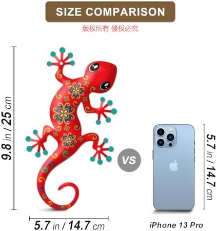 4 Pcs Metal Gecko Outdoor Wall Art Hanging Sculpture Decorations - Image 3