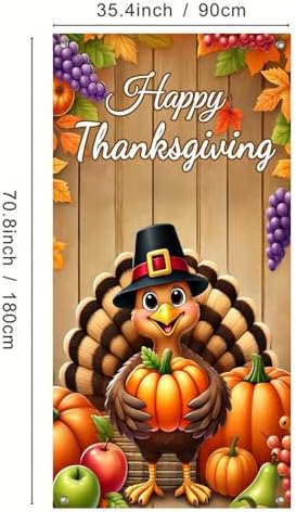 BlissYard Thanksgiving Turkey Door Banner Fall Harvest Decor 35 x 71 Inch - Image 3