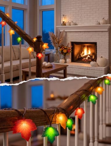 Fall Decor Maple Leaf Fall String Lights, 8.5ft Thanksgiving String Lights with 10 3D Multicolor Maple Leaf Lights, Fall Lights Plug in for Thanksgiving Autumn Fall Party Indoor Bedroom Harvest Decor - Image 6