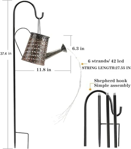 Solar Watering Can Light,Large Metal Hanging Garden Decorative Lights - Image 7