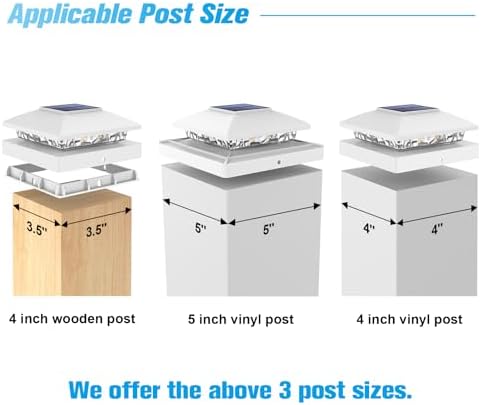 VOLISUN 20 Pack White Solar Post Cap Lights Fit 4x4 Fence Deck Post - Image 3