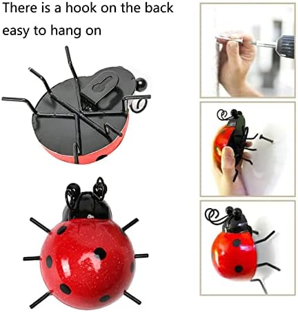 Cruis Cuka Metal Garden Decor for Outside Cute Ladybugs Yard Art Lawn Ornaments Wall Sculptures & Statues Outdoor Fence Decorations for Patio - Set of 4 - Image 4