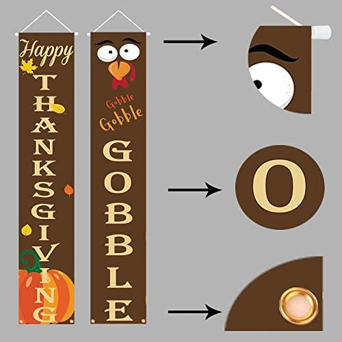 Happy Thanksgiving Porch Sign Banners Welcome Sign, Fall Holidays Door Decorations Thanksgiving Backdrop Flags for Yard Indoor Outdoor - Image 3