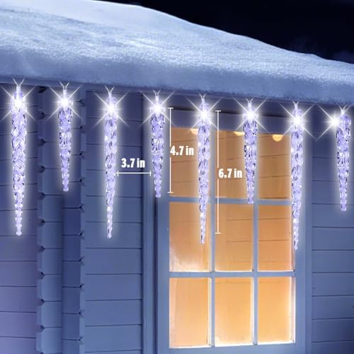(New) Outdoor Icicle Lights, 16.2Ft 40 LED Twinkling Icicle String Lights, Connectable 40 Tubes Chrisitmas Lights, Waterproof Hanging Christmas Ornament Plug in for Wedding, New Year, Home Decor - Image 4