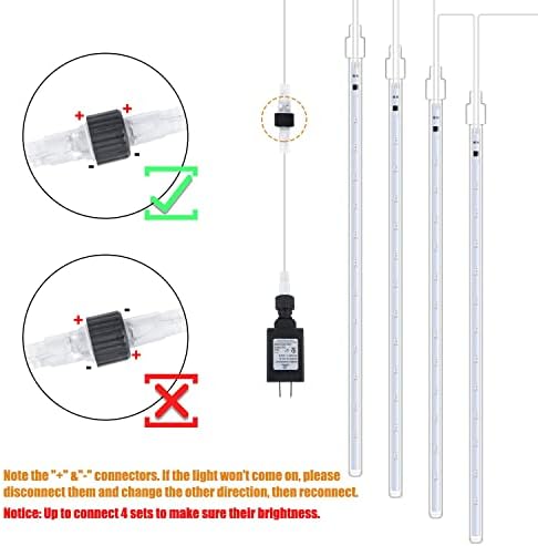 Meteor Shower Lights Outdoor,16 Inch 10 Tube 360 LED Icicle Christmas Light - Image 5