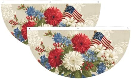 Usa Flag Flower Semicircular Hanging Decorative Bunting Flag 2pcs by Ouqiuwa