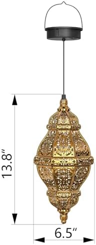 Twinkya 2 Pack Hanging Solar Lights Outdoor Garden Decor, Waterproof Plastic Moroccan Solar Powered Lantern Lamp, Outside Decorations for Patio Yard Porch Backyard Decor, Gardening Gifts for Women Mom - Image 6