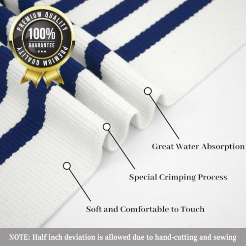KILOCOCO Blue White Striped Rug 3'X5' Front Door Mat Indoor Washable Rugs - Image 6