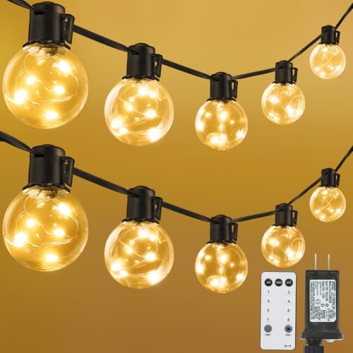 100ft Outdoor String Lights, 40 LED Bulbs Patio Lights with Timer by KEPSTARS