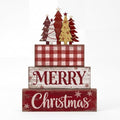 Moucuny 4 Pcs Christmas Table Decor Rustic Merry Wooden Christmas Tree Wooden by Moucuny