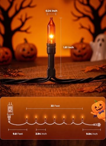 Orange LED Outdoor Halloween Lights, Halloween Decorations, 39 FT 100 LED Mini Lights with 8 Lighting Modes,Connectable String Light Plug in for Garden Patio Party Haunted House Ghost Holiday Decor - Image 4