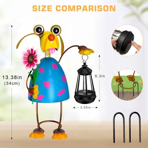 EDOF Solar Garden Lights 13.38in Metal Dog Statue with Solar Lantern Lights - Image 2