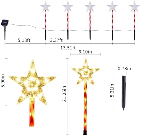 BRIGHTDECK Solar Christmas Star Pathway Lights Outdoor Decorations, 5 Pack - Image 2