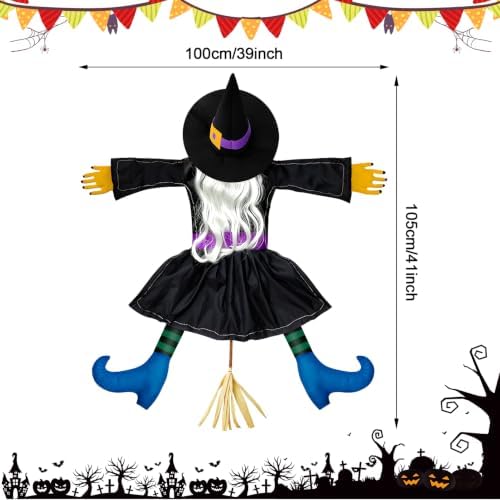 Halloween Decorations Outdoor, Solar Witch, Silver Hair - Image 3