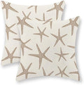 Brown Tan Starfish Pillow Covers 16x16 Set of 2 Coastal Throw Pillows Summer Nautical Ocean Beach Theme Decorative Pillowcase Outdoor Farmhouse Linen Decor Cushion Case for Couch Home Bedroom by JEFERSO