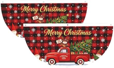 Christmas Tree Gnome Semicircular Hanging Decorative Bunting Flag 2pcs by Ouqiuwa