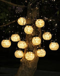 PARTPHONER Solar Lights Outdoor Waterproof 12-Pack, Solar Powered Hanging Lantern Cracked Glass Hanging Globes for Yard Decor Christmas Decoration, Shepherd Hook, Garden Tree Ornaments, Warm White by PARTPHONER