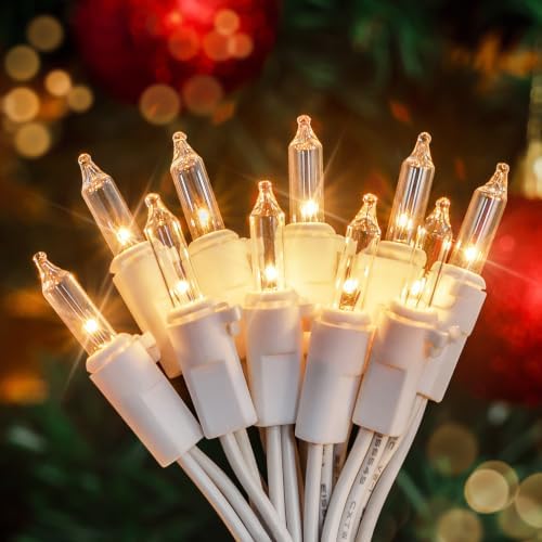 Hopolon Warm White Christmas Mini Lights, 50 Count 13FT White Wire by Hopolon