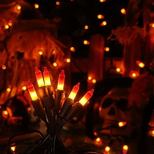 Brizled Candy Corn Halloween Lights, 100 Count Orange & Yellow UL Certified Incandescent Mini String Lights, Black Wire, Indoor & Outdoor Lighting Decoration | UL Certified; 21.3 ft Black Wire; Waterproof Candy Corn Mini Incandescent Halloween Lights f... - Image 5