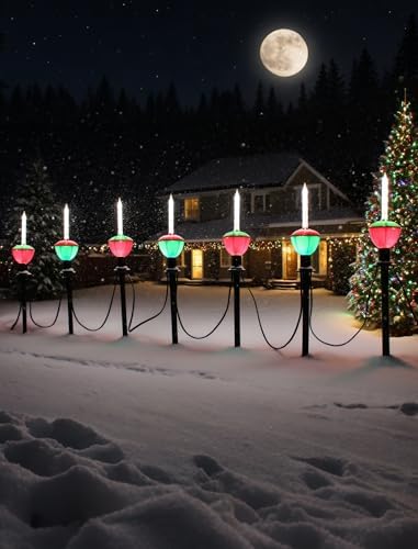 11.5FT Christmas Pathway Lights, 7PK LED Bubble Yard Stake Lights - Image 6