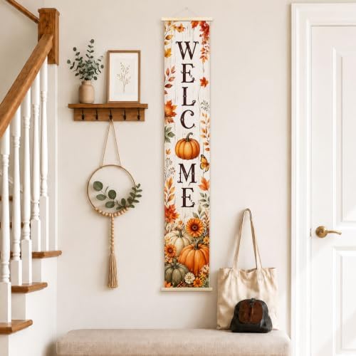 Welcome Fall Pumpkin Porch Door Banner Wall Decorations 8x47 - Image 4