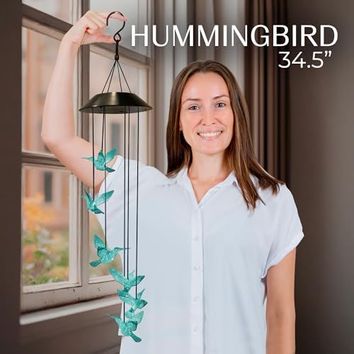 Upblend Outdoors Hummingbird Solar Hanging Decoration for Outside – Color Changing LED Decoration for Outside, Solar Decor Outdoor Waterproof – Hummingbird, Light Blue - Image 6