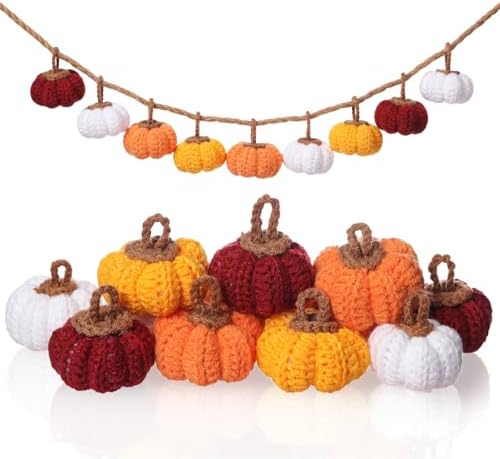 Remagr 20 Pcs Knit Pumpkins Fall Decor 2 Inch Thanksgiving, Orange Series by Remagr