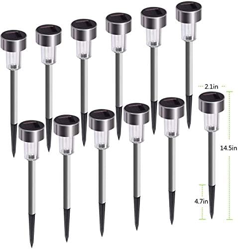Solar Lights Outdoor, 12Pack Stainless Steel Outdoor Solar Lights - Waterproof, LED Landscape Lighting Solar Powered Outdoor Lights Solar Garden Lights for Pathway Walkway Patio Yard & Lawn-Cool White - Image 6