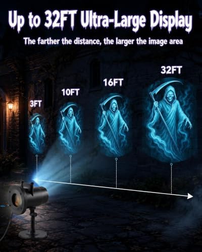 Halloween Projector Turn Your Home into a Haunted Wonderland Halloween, 10 Unique HD Projection Patterns, 32ft Uitra-Large Display Window Decorations Ghost Witch Lamp Decor Lights Garden Party，2 - Image 3