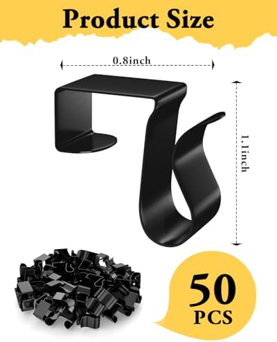 Gutter Clips for Hanging Outdoor Lights: 50 Pcs Metal Black Christmas Light Clips for outside String Lights - Weatherproof Gutter Clips for Xmas Halloween Seasonal Rope Mini Decoration Lights - Image 2