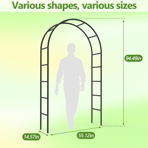 Metal Garden Arch Trellis for Climbing Plants 94.5" H x 55" W - Image 2