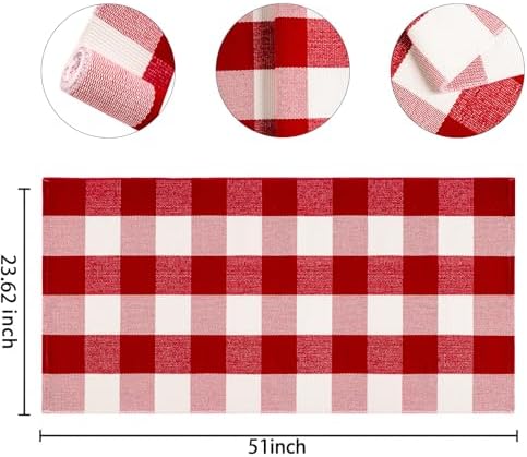 Christmas Outdoor Rugs 24 x 51''Red White Buffalo Plaid Front Porch Rug Hand-Woven Machine Washable Indoor/Outdoor Layered Door Mats for Entryway/Bedroom/Outdoor - Image 2