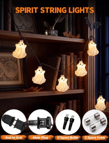Halloween Ghost String Lights, 8.5Ft Outdoor Halloween Decorations Lights with 10 White Ghosts Lights Waterproof, Hanging Ghosts Fairy Lights UL Listed for Patio Garden Backyard Party Bedroom Window - Image 4