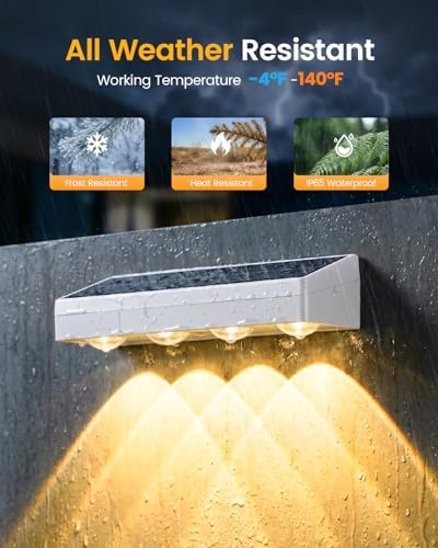 JOFIOS Fence Lights Solar Powered, 9 Fixed Colors ＆ Color Changing White Fence Lights Waterproof IP65 Dusk-to-Dawn LED Deck Lighting for Patio, Railing, Pool, Porch, Backyard, Wall, 12 Pack - Image 3