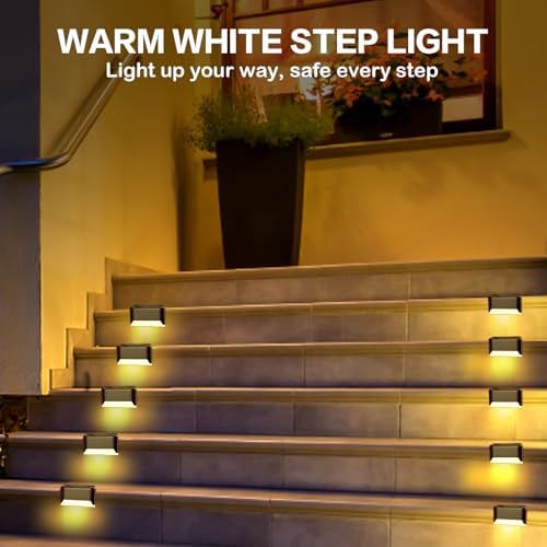 BKBB PPBB Solar Deck Lights Outdoor, 4 Pcs Solar Step Lights, Waterproof LED Solar Lights for Outdoor Stairs, Step, Fence, Yard, Patio, Railing, Garden and Pathway - Image 2